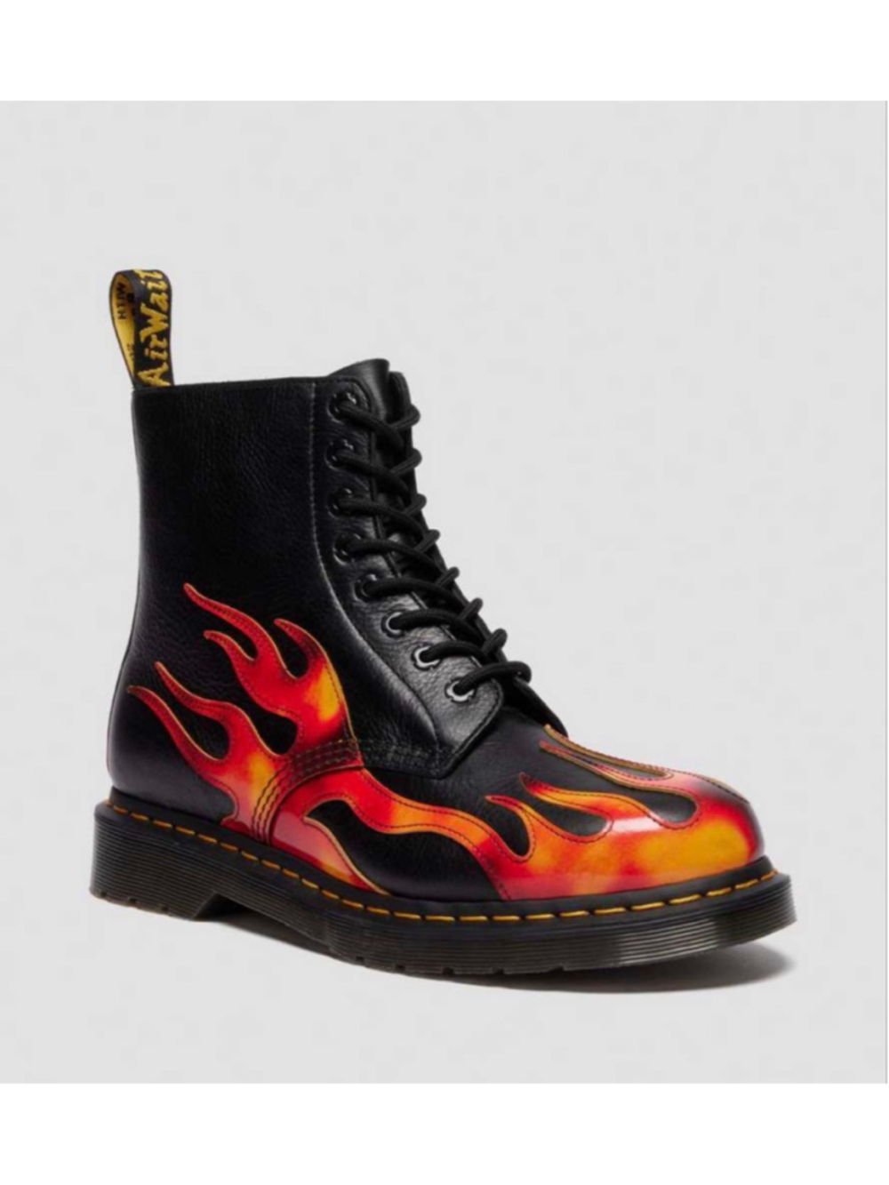 Dr. Martens 1460 Pascal Flame Boots Black Red US 8 - Picture 2 of 6
